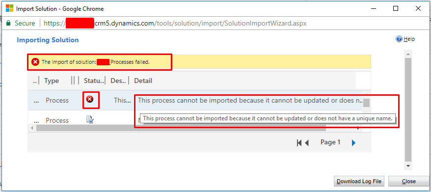 Import Solution Error