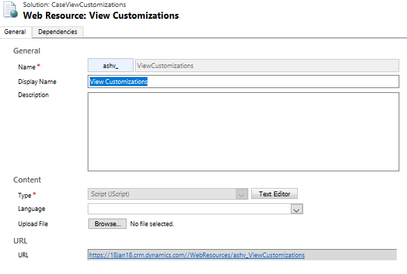 Add one JS web resource